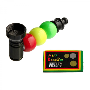 Трубка Metal & Acryl Rasta Mini + сетки 7,5см - Трубки - комбинированные - Магазин бонгов бонгшоп.рф